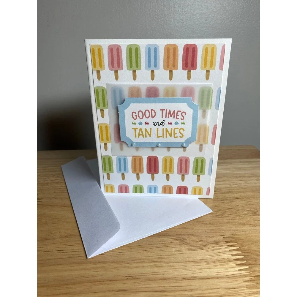 Handmade Summer Blank Greeting Card A2 & Envelope